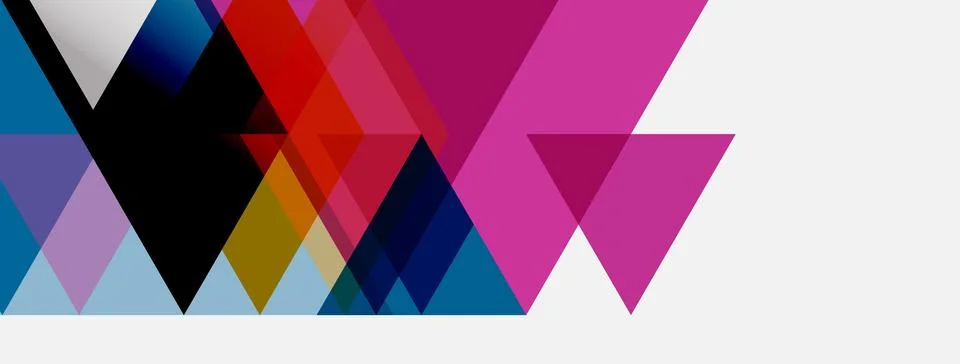 Abstract geometric shapes overlap, creating vibrant colorful design. Triangle Illustrazione stock
