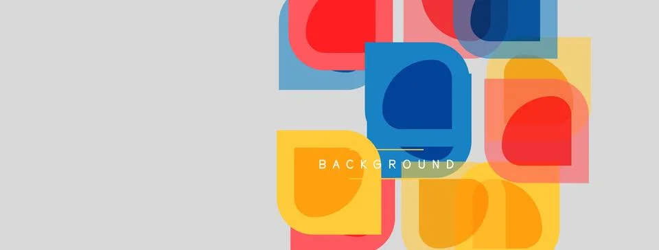 Abstract geometric shapes overlap, creating vibrant color blocks. Minimalist イラスト素材