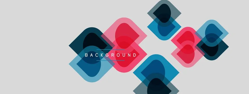 Abstract geometric shapes overlap, creating layered visual effect. Pink, blue イラスト素材