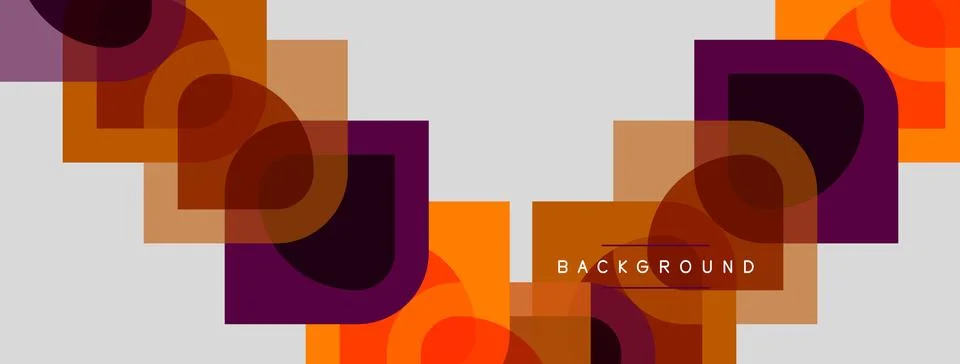 Abstract geometric shapes overlap, creating warm color palette. Design featur 스톡 일러스트