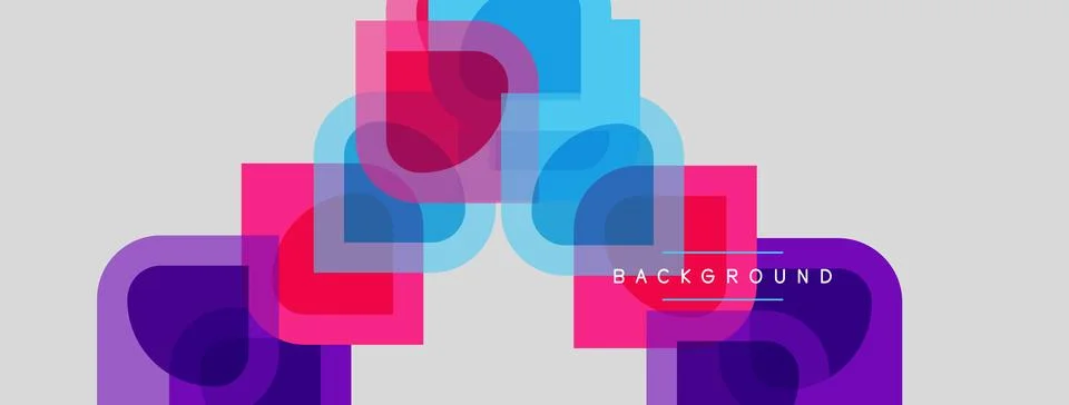 Abstract geometric shapes overlap, creating vibrant color gradients. Backgrou Stock Illustration
