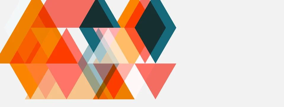 Abstract geometric shapes overlap, creating vibrant color blocks. Orange, pin Stockillustratie