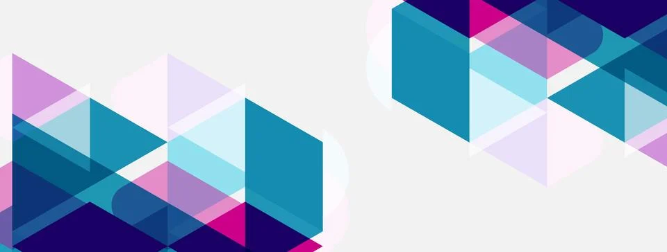 Abstract geometric shapes overlap, creating vibrant color gradients. Pink, Illustrazione stock