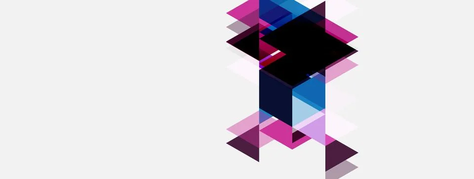 Abstract geometric shapes overlap, creating stylized human figure. Pink, blue Illustration