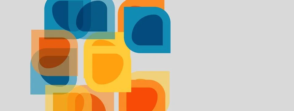 Abstract geometric shapes overlap, creating vibrant color blocks. Composition 스톡 일러스트