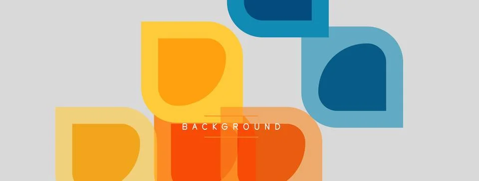 Abstract geometric shapes overlap, creating colorful background. Rounded sq.. Stock Illustration
