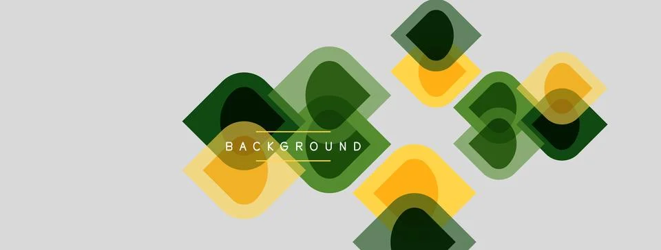 Abstract geometric shapes overlap, creating dynamic composition. Yellows, g.. Stock Illustration