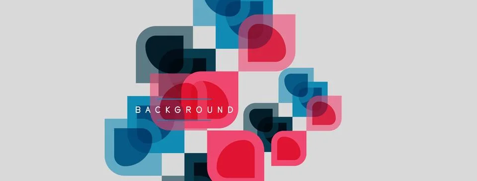 Abstract geometric shapes overlap, creating vibrant color composition. Pink, 스톡 일러스트