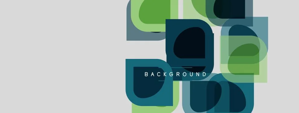 Abstract geometric shapes overlap, creating modern background. Colors include イラスト素材