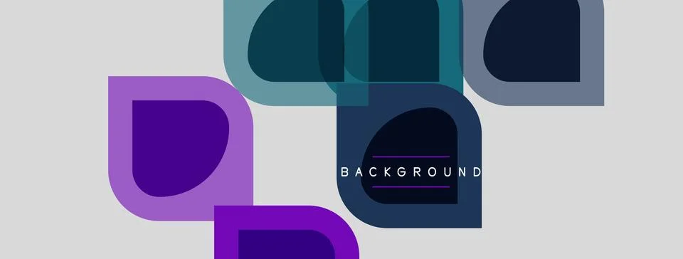 Abstract geometric shapes overlap, creating modern background. Colors include Illustrazione stock