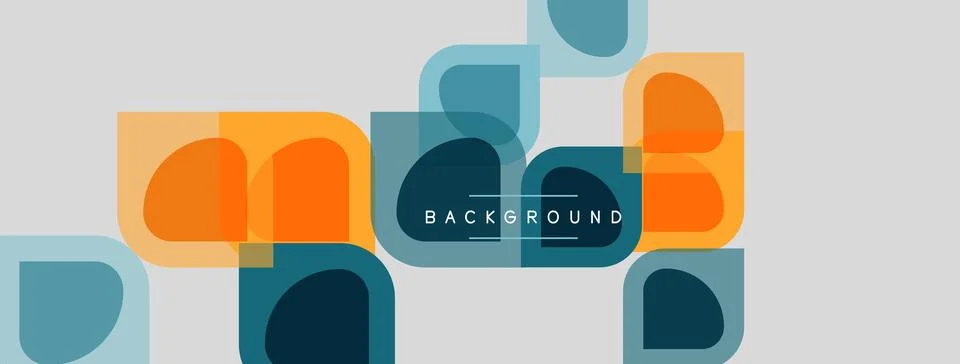 Abstract geometric shapes overlap, creating modern background. Colors include イラスト素材