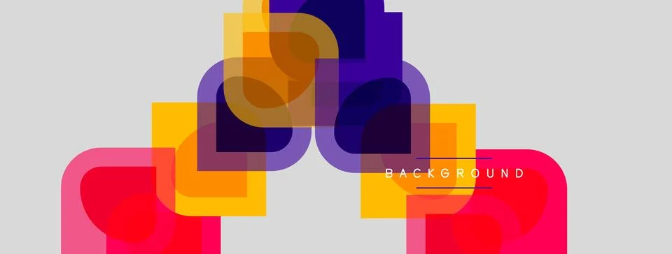 Abstract geometric shapes overlap, creating vibrant color blocks. Yellow, p.. イラスト素材