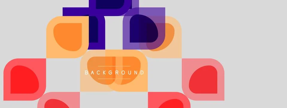 Abstract geometric shapes overlap, creating colorful composition. Text Stock Illustration