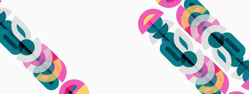 Abstract geometric shapes overlap, creating colorful patterns. Minimalist d.. Stock Illustration