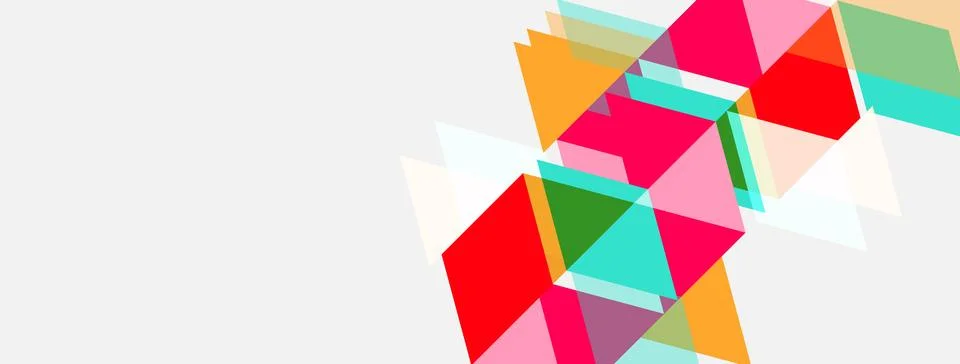 Abstract geometric shapes overlap, creating vibrant color blocks. Minimalist 库存插图