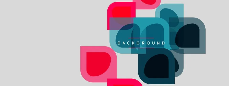 Abstract geometric shapes overlap, creating vibrant color blocks. Text Stockillustratie