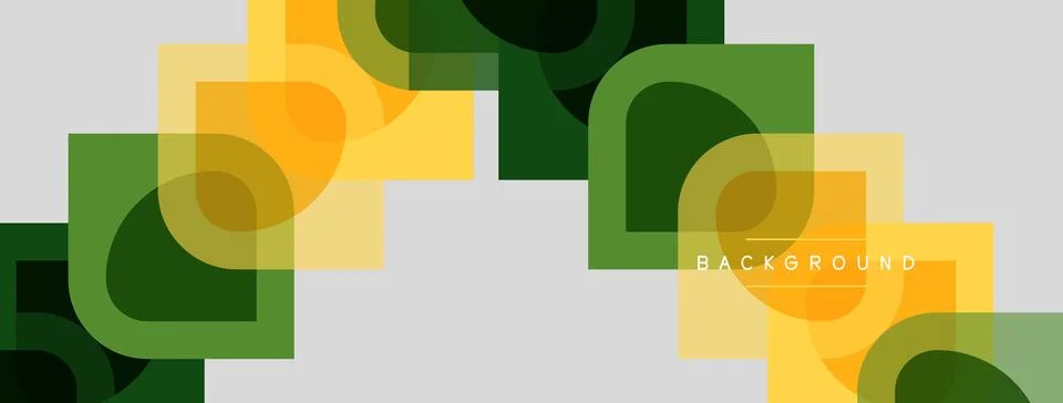 Abstract geometric shapes overlap, creating vibrant color blocks. Yellows, イラスト素材