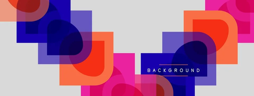 Abstract geometric shapes overlap, creating vibrant color blocks. Design イラスト素材