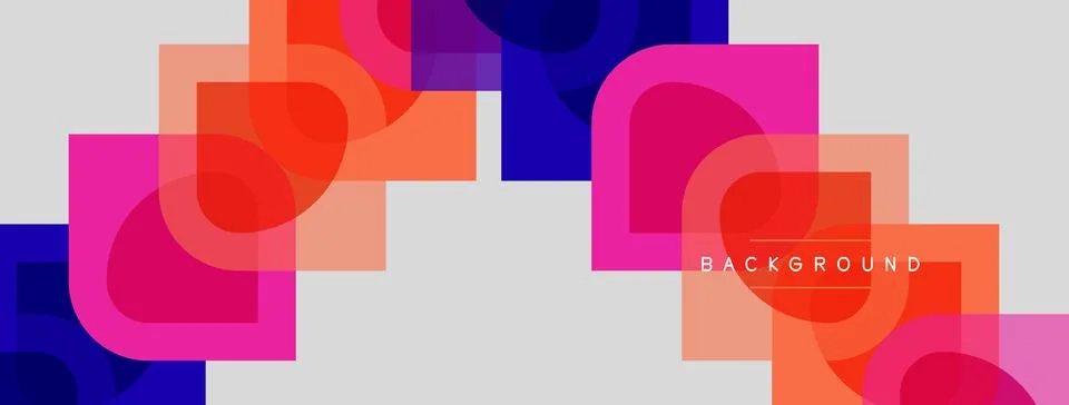 Abstract geometric shapes overlap, creating vibrant color blocks. Pink, orang Stockillustratie