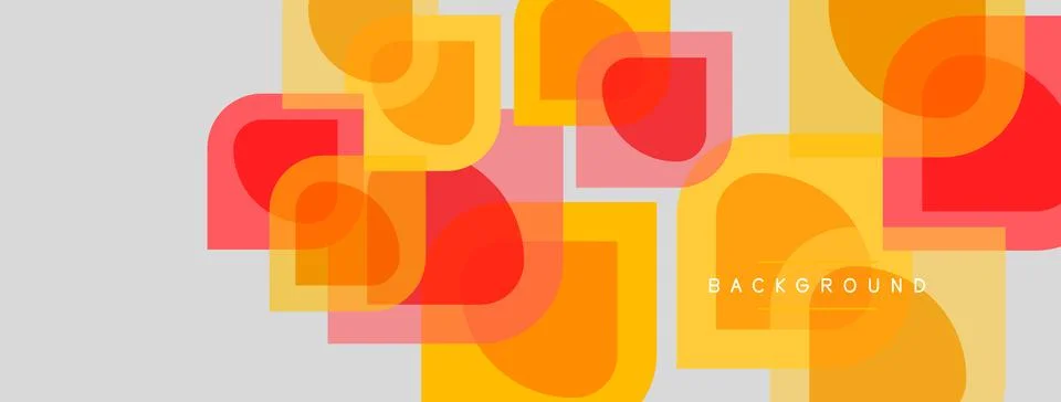 Abstract geometric shapes overlap, creating vibrant orange, yellow, red イラスト素材