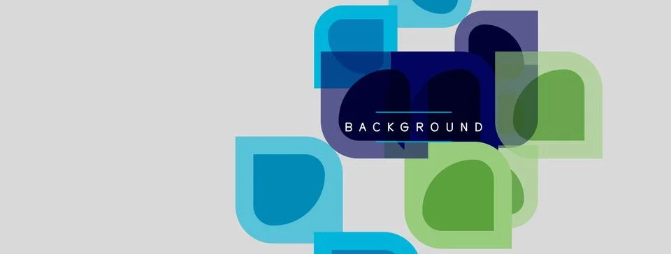 Abstract geometric shapes overlap, creating layered visual effect. Blue, gree イラスト素材