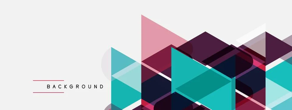 Abstract geometric shapes overlap creating dynamic background. Pink, teal, Stock Illustration