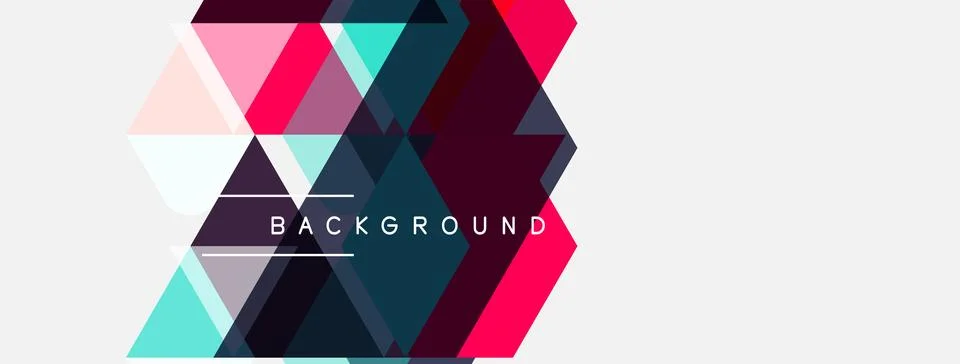 Abstract geometric shapes overlap, creating vibrant background. Pink, teal, Stockillustratie