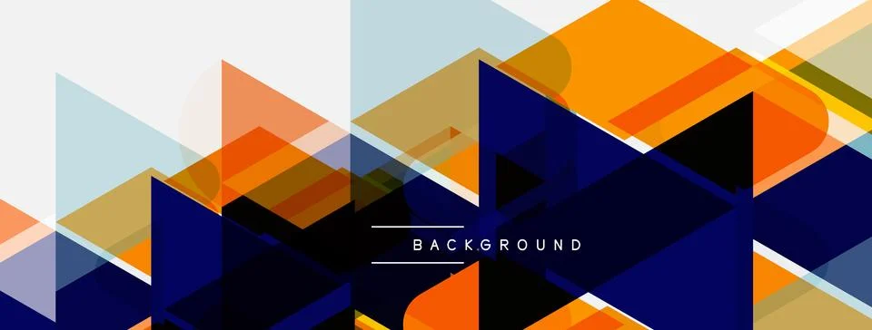 Abstract geometric shapes overlap, creating dynamic composition. Orange, blue 库存插图