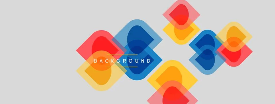Abstract geometric shapes overlap, creating vibrant color blends. Background 库存插图