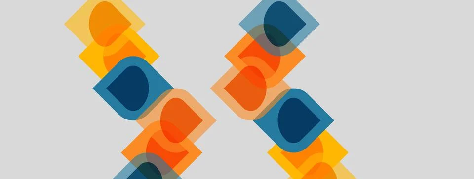 Abstract geometric shapes overlap, creating dynamic visual texture. Warm colo Stock Illustration