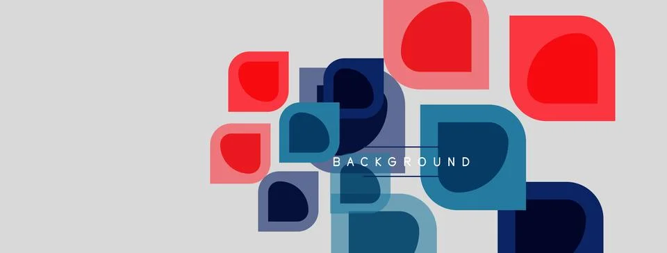 Abstract geometric shapes overlap, creating vibrant composition. Red, blue hu 스톡 일러스트