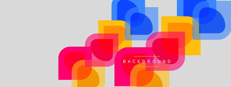 Abstract geometric shapes overlap, creating vibrant colorful background. Mode Illustrazione stock