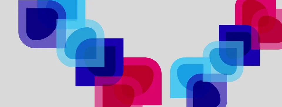 Abstract geometric shapes overlap, creating vibrant color patterns. Blue, pin 스톡 일러스트