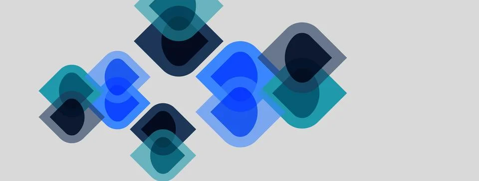 Abstract geometric shapes overlap, creating layered blue tones on light gray イラスト素材