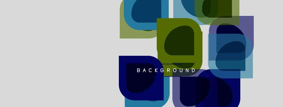 Abstract geometric shapes overlap, creating layered visual effect. Blue, gree イラスト素材