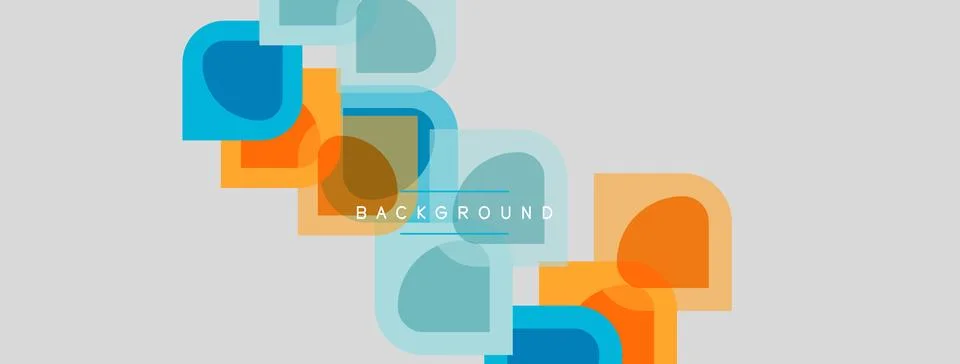 Abstract geometric shapes overlap, creating modern background. Colors include Illustrazione stock