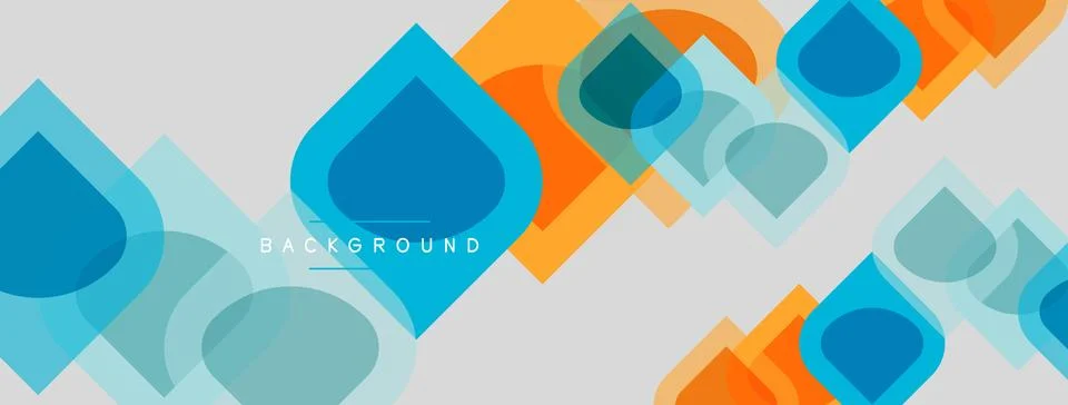 Abstract geometric shapes overlap, creating modern background. Blue, orange.. Stock Illustration