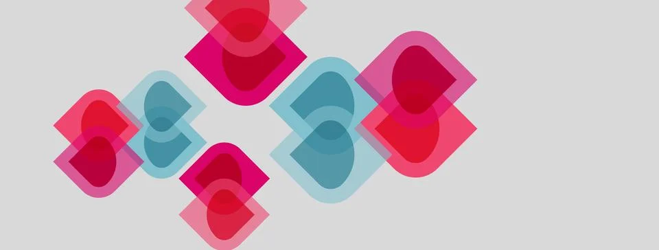 Abstract geometric shapes overlap, creating layered visual effect. Pink, blue 스톡 일러스트