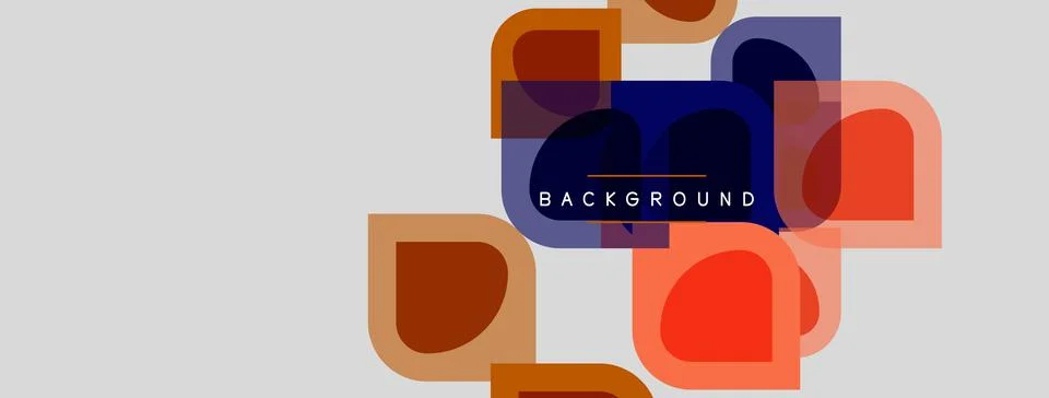 Abstract geometric shapes overlap, creating layered visual effect. Text Illustrazione stock