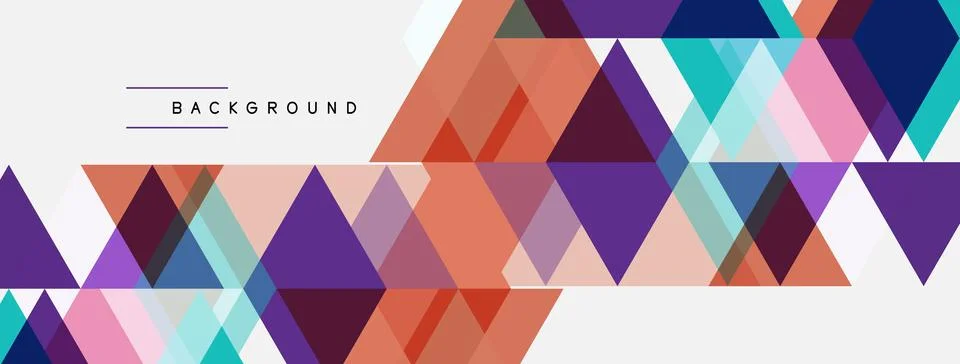 Abstract geometric shapes overlap, creating vibrant colorful background. Stock Illustration