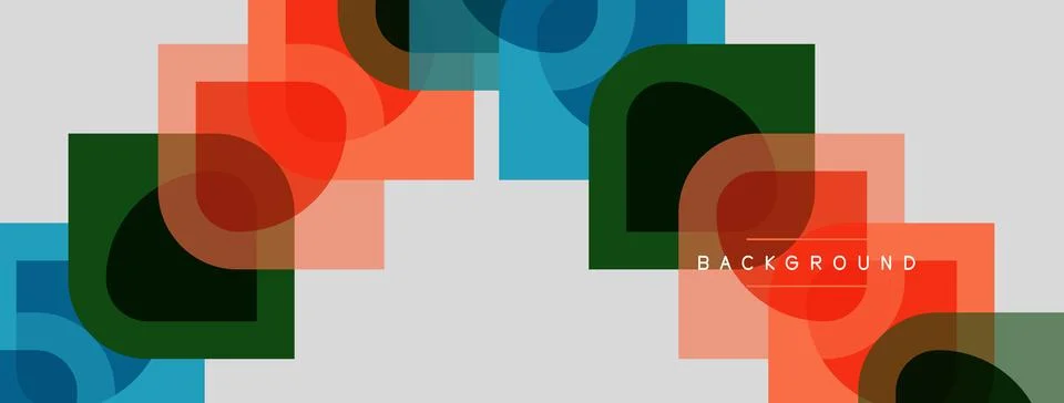 Abstract geometric shapes overlap, creating colorful modern background. Stock Illustration