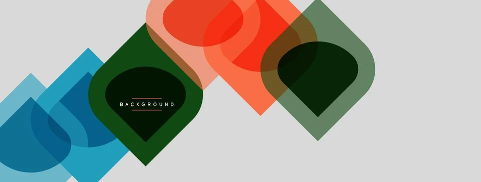 Abstract geometric shapes overlap, creating vibrant color blocks. Minimalist イラスト素材