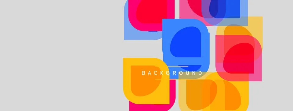 Abstract geometric shapes overlap, creating vibrant color blocks. Background  Stock Illustration