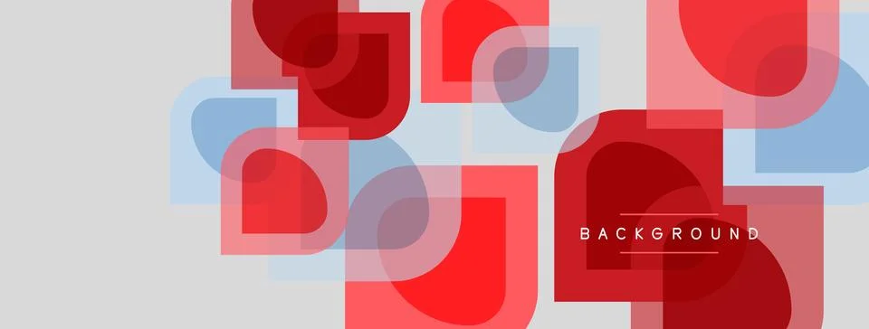 Abstract geometric shapes overlap, creating vibrant red, blue tones. Minimali 스톡 일러스트