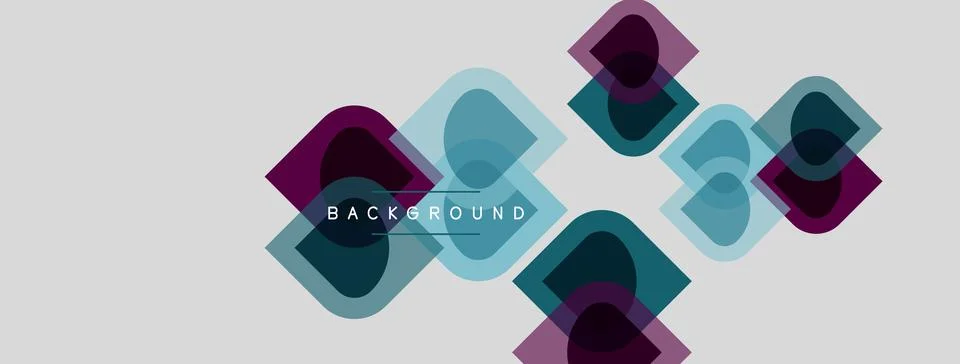 Abstract geometric shapes overlap, creating layered visual effect. Soft color Stock Illustration