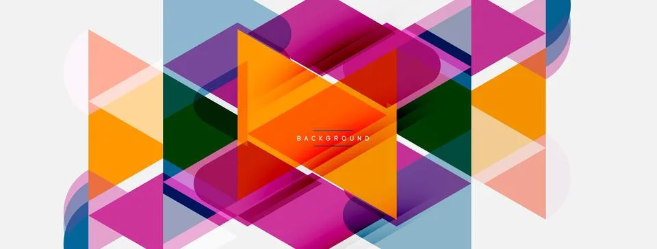 Abstract geometric shapes overlap creating vibrant colorful design. Modern Illustrazione stock
