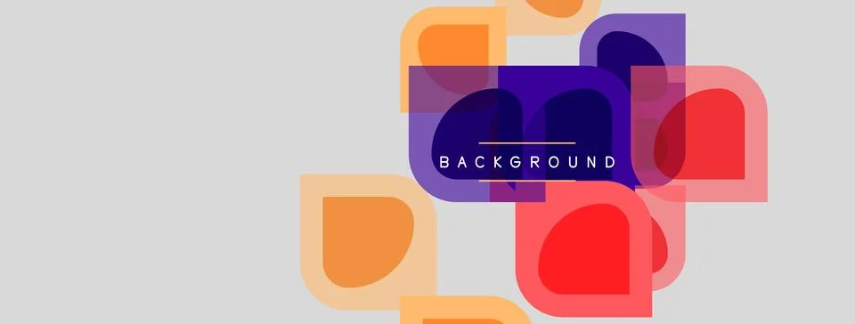 Abstract geometric shapes overlap, creating vibrant color composition. Text Stock Illustration