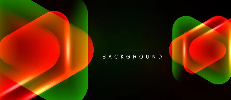 Abstract geometric shapes overlap, creating vibrant gradients. Red, green, Stock Illustration