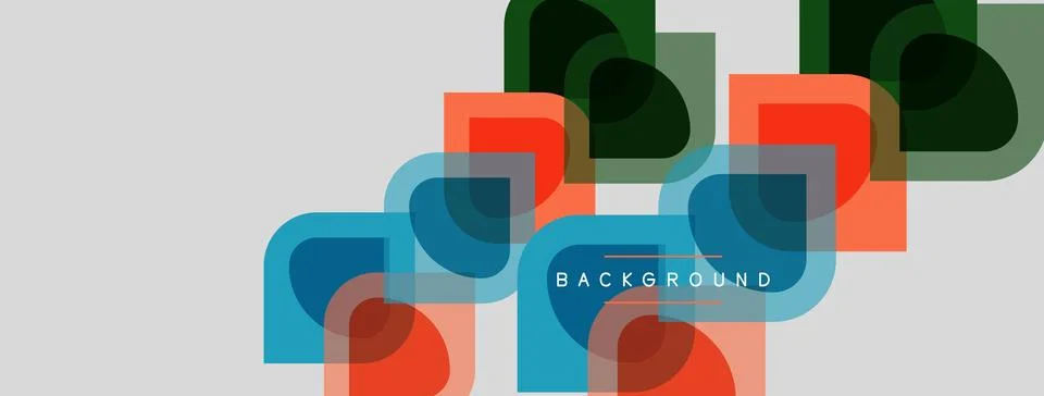 Abstract geometric shapes overlap, creating vibrant color blocks. Minimalist Stockillustratie