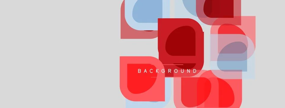 Abstract geometric shapes overlap, creating layered visual effect. Red, blue Illustrazione stock